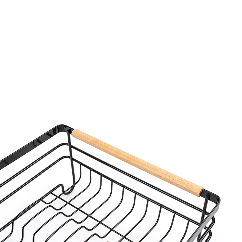 قفسه ظرف خشک کن فلزی با دسته های چوبی