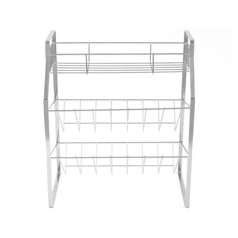 قفسه ادویه سه طبقه مشکی با پایه دیواری برای آشپزخانه