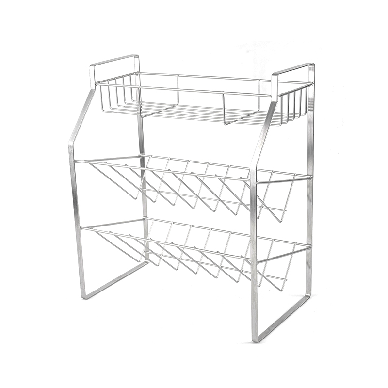 قفسه ادویه سه طبقه مشکی با پایه دیواری برای آشپزخانه