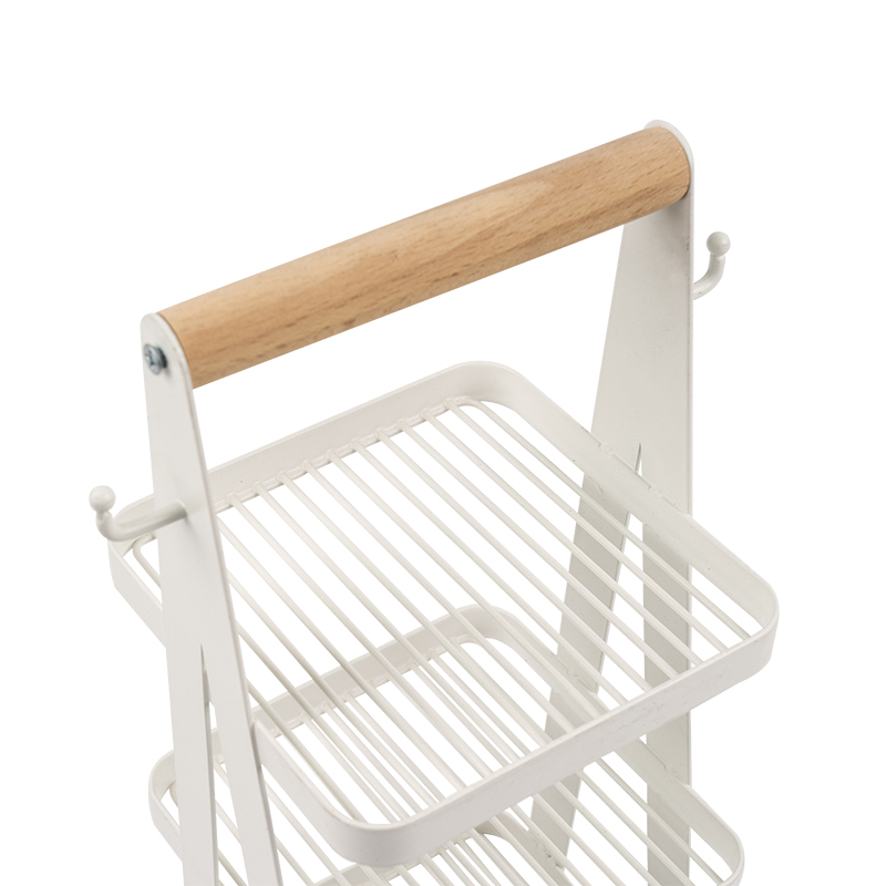 سبد ذخیره سازی قابل حمل دسته چوبی 3 لایه