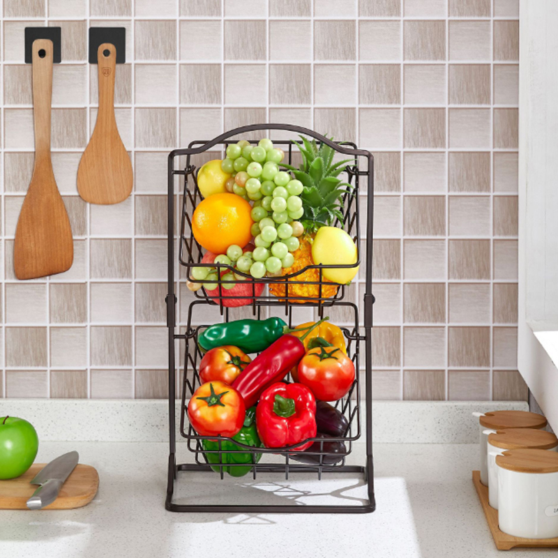 سبد میوه فلزی 2 طبقه برای پیشخوان آشپزخانه