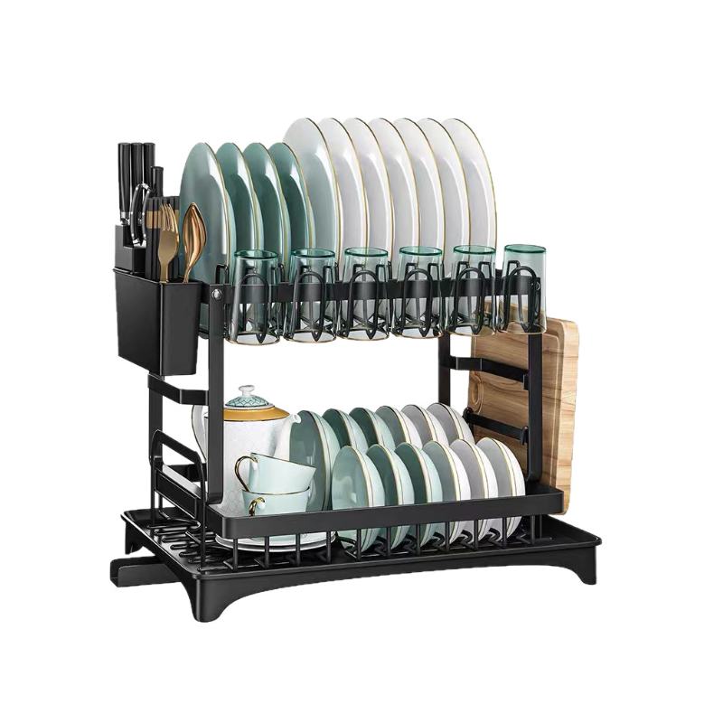 قفسه ظرف خشک کن 2 طبقه استیل ضد زنگ با تخته آبکش